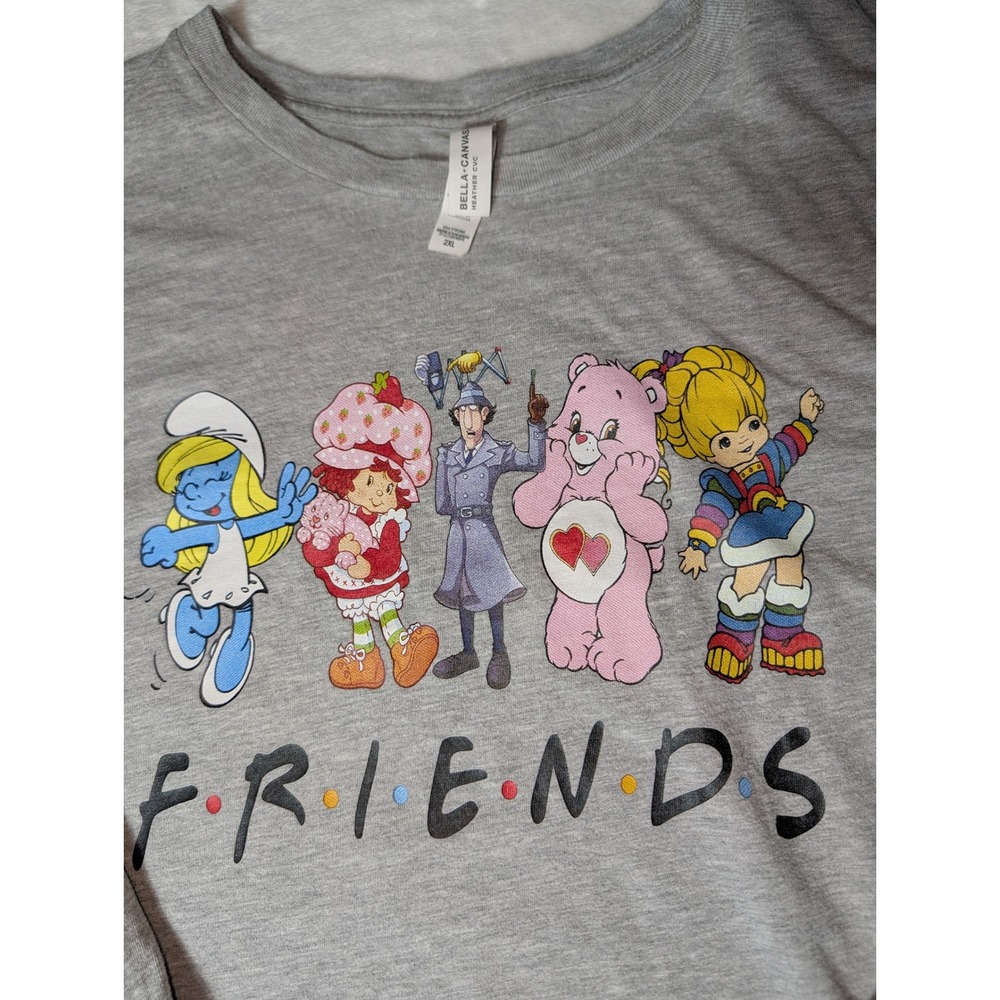 Retro Cartoon Friends Graphic Long Sleeve Shirt 2XL Y2K Nostalgia